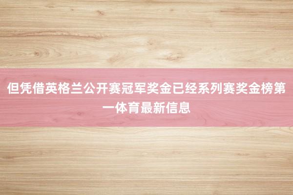 但凭借英格兰公开赛冠军奖金已经系列赛奖金榜第一体育最新信息